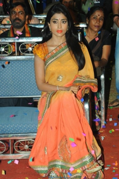 Indian Actress Shriya Saran Photos in Orange Saree