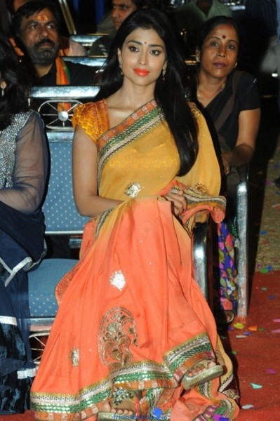 Indian Actress Shriya Saran Photos in Orange Saree