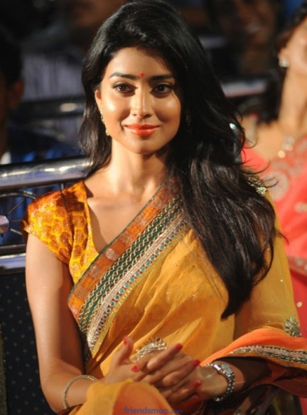 Indian Actress Shriya Saran Photos in Orange Saree