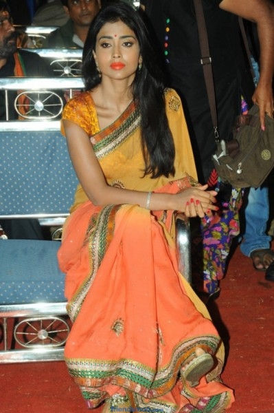 Indian Actress Shriya Saran Photos in Orange Saree