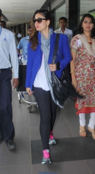 Kareena Kapoor Latest Snaps at Air Port in Blue Dress