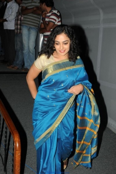 Nithya Menon Latest Photos in Blue Saree