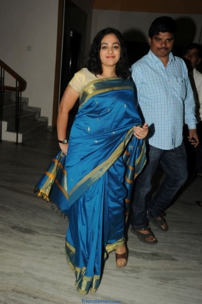 Nithya Menon Latest Photos in Blue Saree